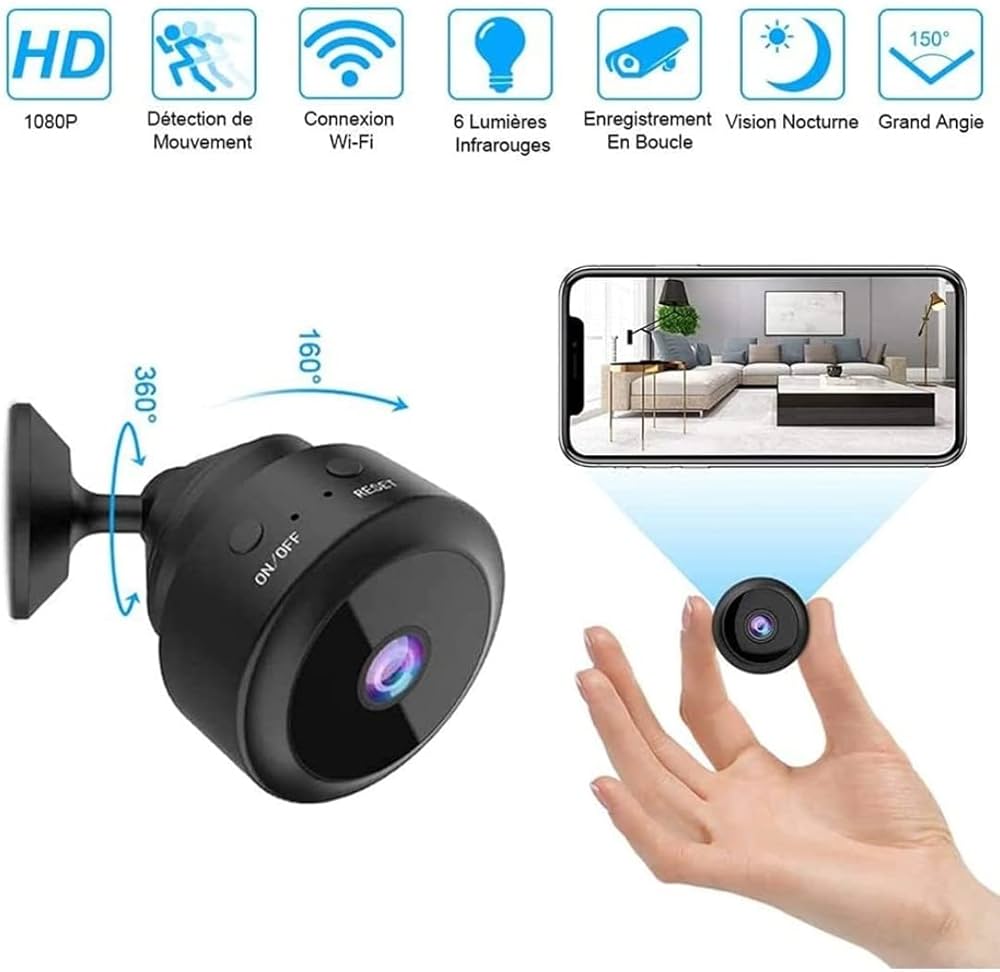 Mini Caméra WiFi Rotative 360° – Surveillez ce qui compte pour vous à distance en toute tranquillité !