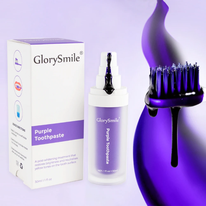 Glory Smile – Le dentifrice violet qui rend vos dents blanches et votre sourire éclatant