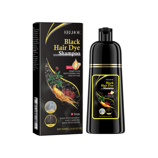 Shampooing Colorant Noir 3-en-1 qui colore, nourrit et fortifie vos cheveux — en seulement 15 minutes.