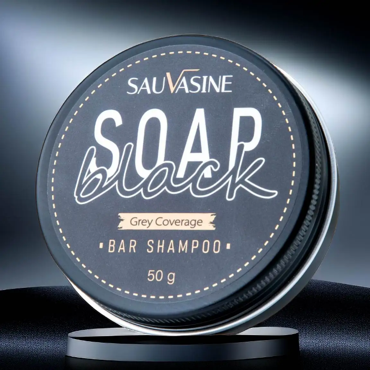 Shampoing Solide Colorant Noir – Couvre les cheveux blancs rapidement et naturellement